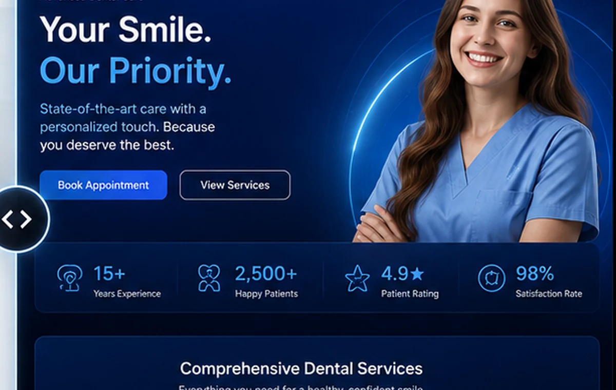 Modern website layout after redesign