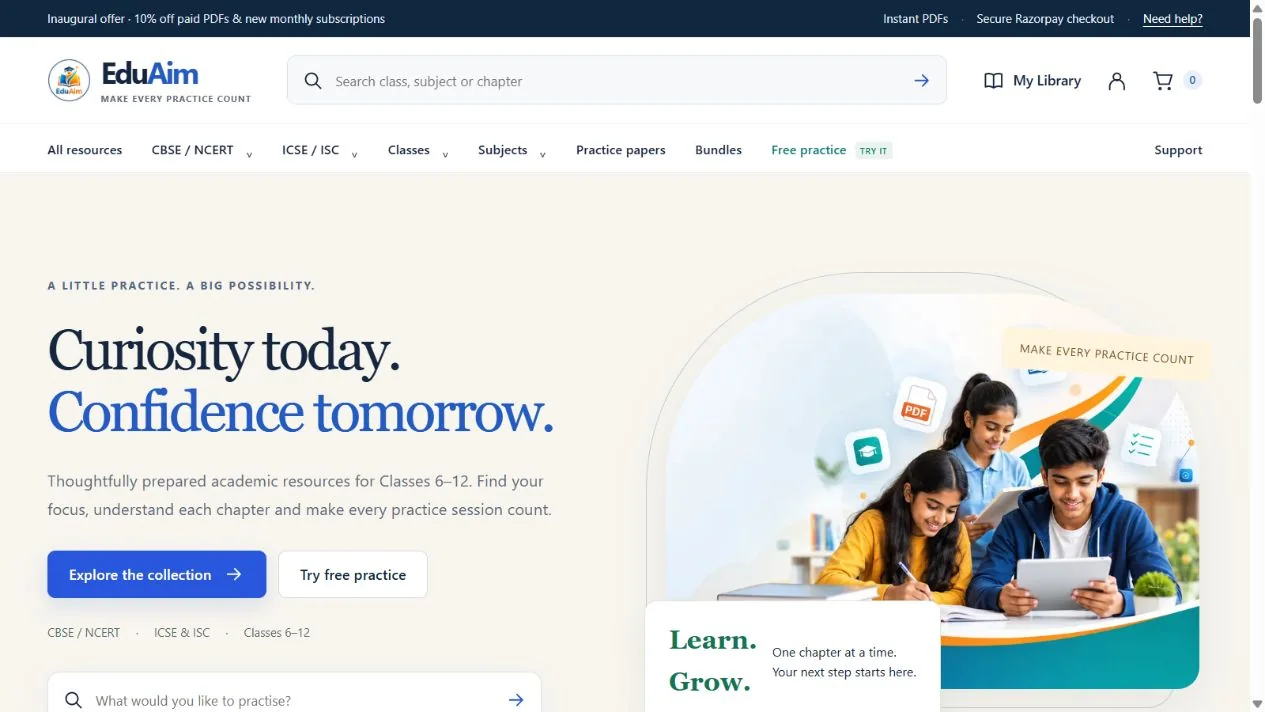 Actual EduAim live website capture