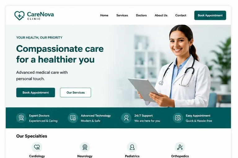 CareNova Clinic website preview