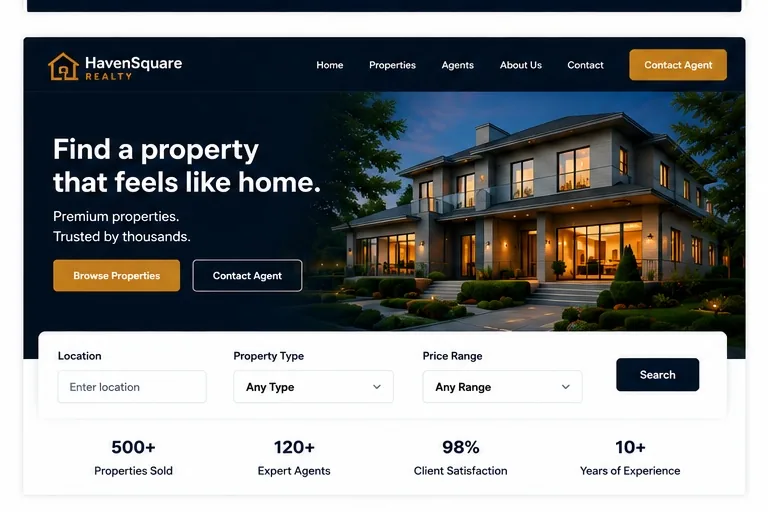 HavenSquare Realty website preview