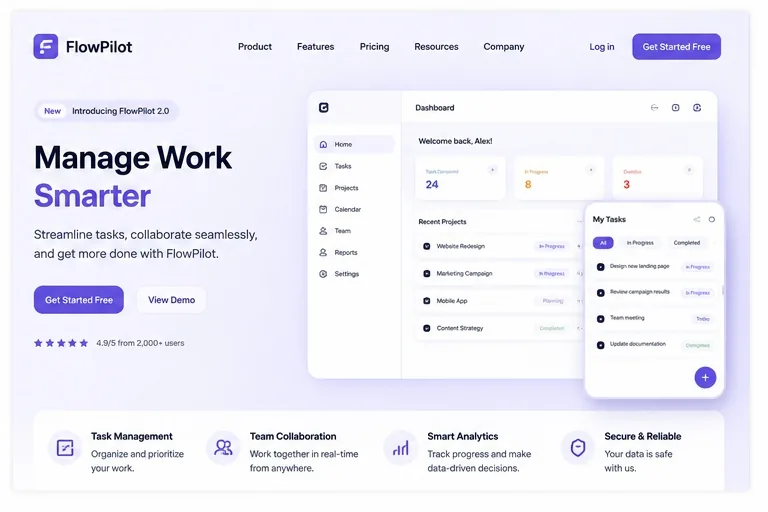FlowPilot website preview